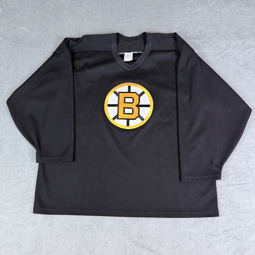 Vintage Maska Air-Knit Boston Bruins NHL Hockey Jersey Mens XL Black Spoked B